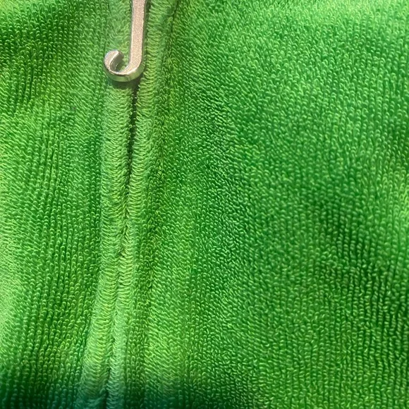 Juicy Couture Vintage Sz S Green Terry Cloth Hoodie w Gold & Crystal Design - Picture 9 of 15